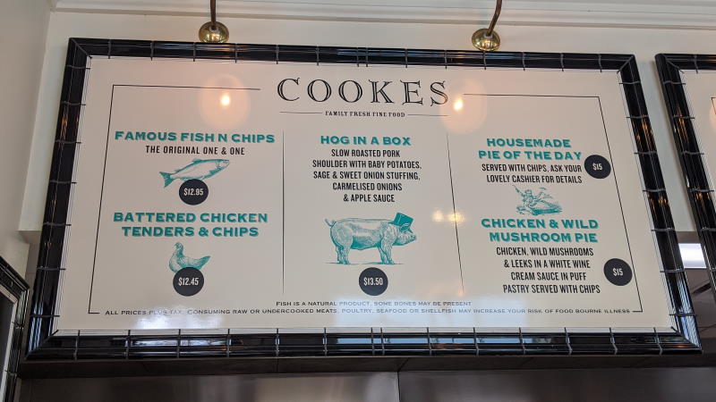Cookes of Dublin at Disney Springs menu