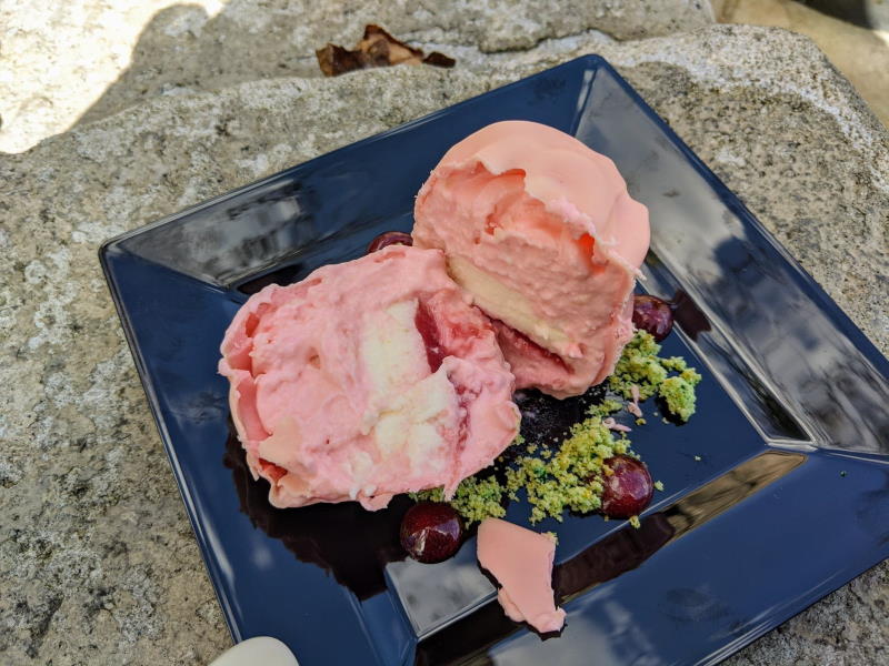 Vanilla, Rose Water, and Pistachio Panna Cotta